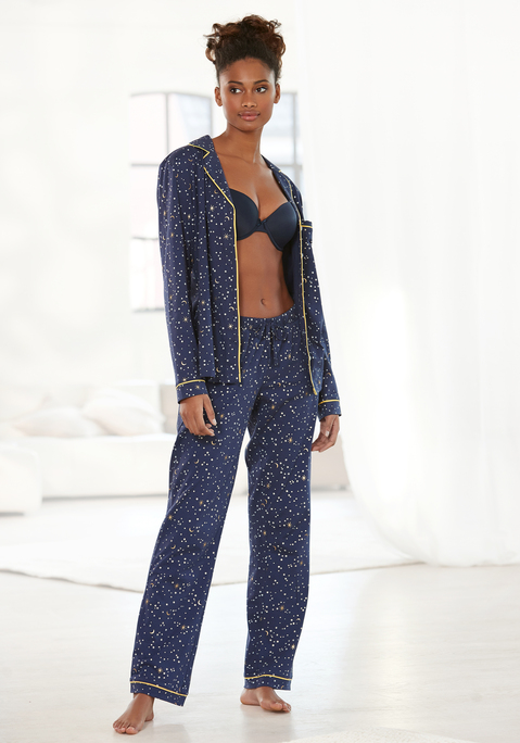 Pyjama von VIVANCE DREAMS in dunkelblau-allover