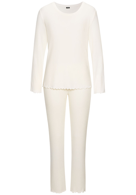 Bild: Pyjama von Vivance Dreams: Pyjama aus Rippstrick von Vivance Dreams. Longsleeve mit Babylocknähten und Rundhalsausschnitt. Lange Hose mit Gummizugbund. Trageangenehme, weiche Viskosemischung.