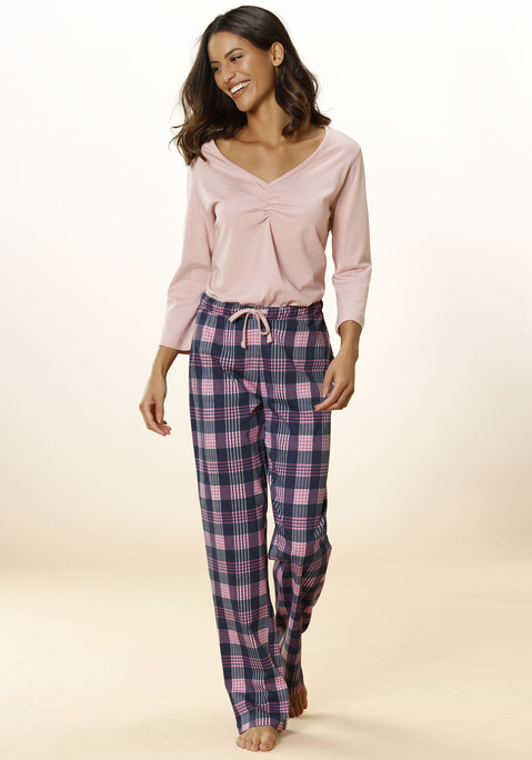 Bild: Pyjama von Vivance Dreams: Pyjama mit Karo-Druck aus weicher Single Jersey Qualität aus Baumwolle.