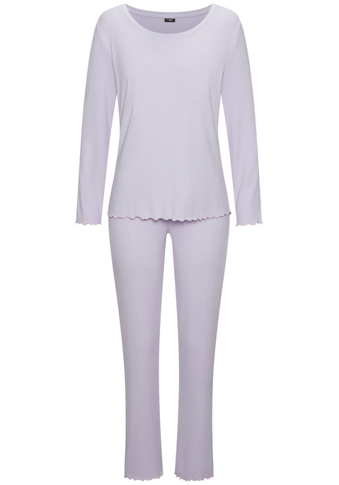 Bild: Pyjama von Vivance Dreams: Pyjama aus Rippstrick von Vivance Dreams. Longsleeve mit Babylocknähten und Rundhalsausschnitt. Lange Hose mit Gummizugbund. Trageangenehme, weiche Viskosemischung.