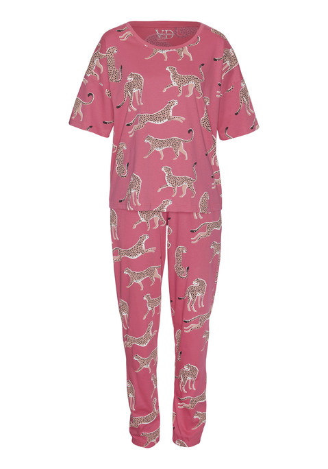 VIVANCE DREAMS Damen Pyjama pink-gemustert Gr.32/34