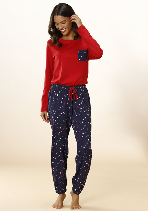 Pyjama von VIVANCE DREAMS in rot-navy