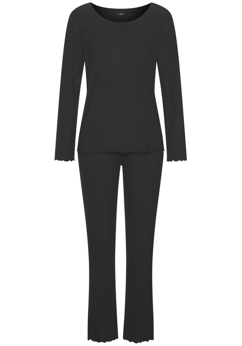 Bild: Pyjama von Vivance Dreams: Pyjama aus Rippstrick von Vivance Dreams. Longsleeve mit Babylocknähten und Rundhalsausschnitt. Lange Hose mit Gummizugbund. Trageangenehme, weiche Viskosemischung.