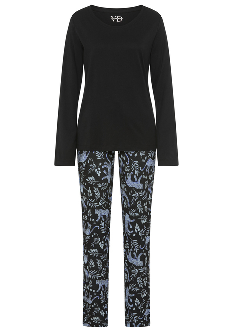 Bild: Pyjama von Vivance Dreams: Schöner Pyjama von Vivance Dreams mit hohem Komfortfaktor. Langarmshirt mit Rundhalsausschnitt sowie lange Hose mit Gummizugbund und Bindeband. Praktische Eingrifftaschen. Single-Jersey-Qualität aus einer Mischung aus Baumwolle und Viskose.