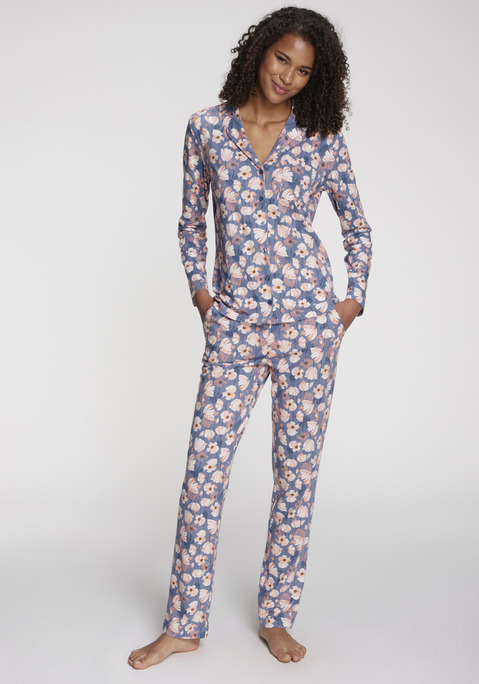 Bild: Pyjamahose von Vivance Dreams: Feminine Pyjamahose von Vivance Dreams mit schönem Alloverprint. Gerade Beine und bequeme Eingrifftaschen. Komfortable Passform dank Gummizugbund mit Bindeband. Ideal für erholsamen Schlaf. Angenehme Baumwoll-Viskose-Qualität.