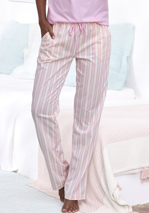 Bild: Pyjamahose von Vivance Dreams: Pyjamahose von Vivance Dreams. Schmal geschnitten mit zartem Streifenmuster. Elastischem Tunnelzugbund und Eingrifftaschen. Trageangenehme Baumwollqualität.