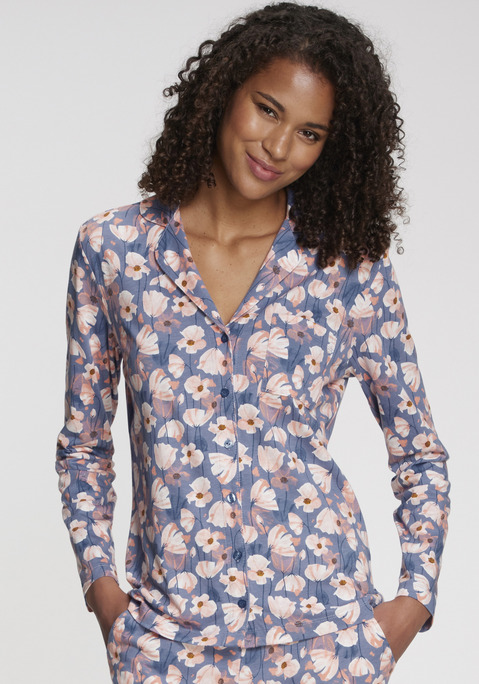 Bild: Pyjamaoberteil von Vivance Dreams: Klassisches Pyjamaoberteil von Vivance Dreams im Streifen-Look. Reverskragen und aufgesetzte Brusttasche. Durchgehende Knopfleiste für mehr Komfort. Angenehme Baumwoll-Viskose-Qualität.