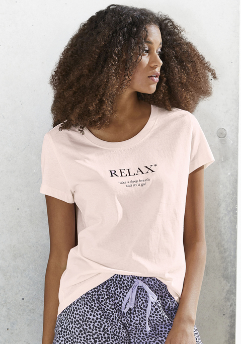 Bild: Pyjamaoberteil von Vivance Dreams: Schlafshirt mit Rundhalsausschnitt und Rippbündchen in angenehmer Baumwollqualität.