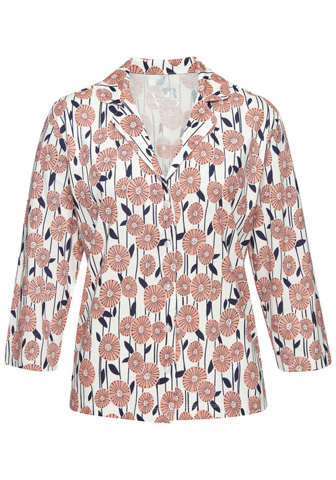 Bild: Pyjamaoberteil von Vivance Dreams: Schlaf-Shirt von Vivance Dreams. Mit 3/4-Ärmeln, Reverskragen und durchgehender Knopfleiste. Aus angenehmer Baumwoll-Viskosequalität.
