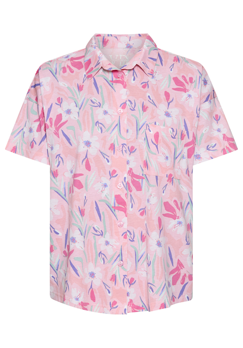 Bild: Pyjamaoberteil von Vivance Dreams: Klassisches Pyjama-Kurzarmshirt von Vivance Dreams mit Hemdkragen, durchgehender Knopfleiste, aufgesetzter Brusttasche und überschnittenen Schultern. Trageangenehme Single-Jersey-Qualität aus weicher Baumwolle.
