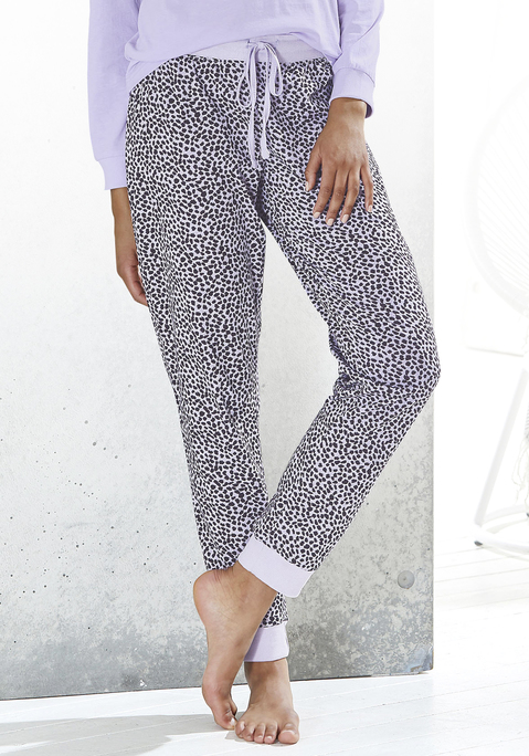 Bild: Schlafhose von Vivance Dreams: Pyjamahose von Vivance Dreams mit Alloverprint und bequemem, farblich abgesetztem unifarbenen Tunnelzugbund. Elastische Rippbündchen an den Beinen. Angenehme Baumwollqualität.