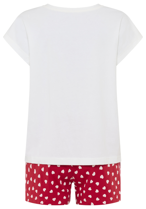 Bild: Shorty von Vivance Dreams: Shorty von Vivence Dreams. T-Shirt mit angeschnittenem kurzen Ärmel. Herz-Motiv auf der Vorderseite. Kurze Hose mit Herz-Alloverprint, elastischem Bund und Bindeband. Single Jersey aus reiner Baumwolle.