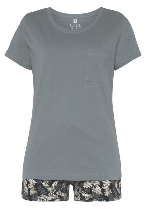 Bild: Shorty von Vivance Dreams: Kurzer Pyjama mit schlichtem Oberteil und aufgesetzter Brusttasche. Shorts mit allover Print und Tunnelzug am Bund. Angenehme Qualität aus 100% Baumwolle.