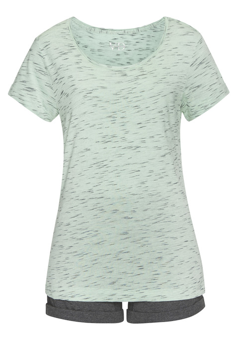Bild: Shorty von Vivance Dreams: Shorty von Vivance Dreams. Mit Melange-Effekt. T-Shirt mit Rundhalsausschnitt. Kontrastfarbene Shorts mit elastischem Kordelzugbund und aufgekrempelten Beinabschlüssen. Trageangenehme Qualität.