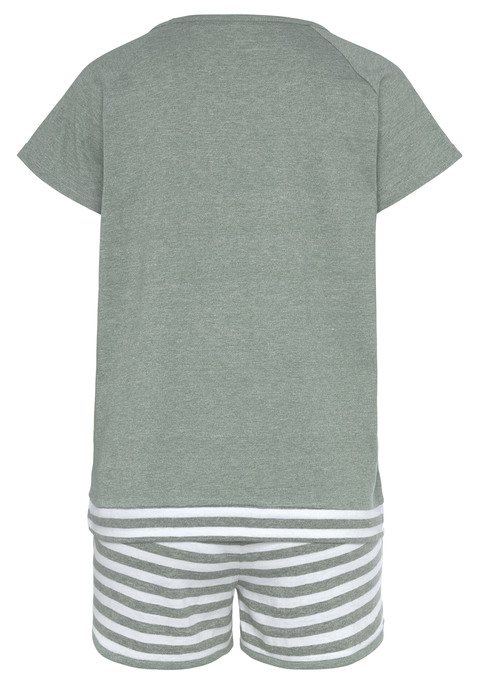 Bild: Shorty von Vivance Dreams: Hübscher Shorty von Vivance Dreams. Shirt mit Rundhalsausschnitt, kurzen Raglanärmeln und gestreiftem Saumbündchen. Shorts mit Streifenmuster, Dehnbund und seitlich abgerundetem Hosensaum. Figurumspielende Passform. Pflegeleichter, weicher Single-Jersey aus 50% Baumwolle, 50% Polyester.