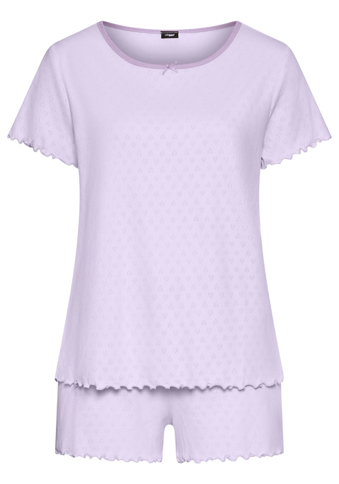 Bild: Shorty von Vivance Dreams: 3-teiliger Shorty von Vivance Dreams mit Ajour-Muster. Kurzarmshirt und Trägertop jeweils mit Zierschleife am Rundhalsausschnitt. Shorts mit Zierschleife am elastischen Bund. Mit süßen Babylocksäumen in Kontrastfarbe. Weiche, trageangenehme Qualität aus reiner Baumwolle.
