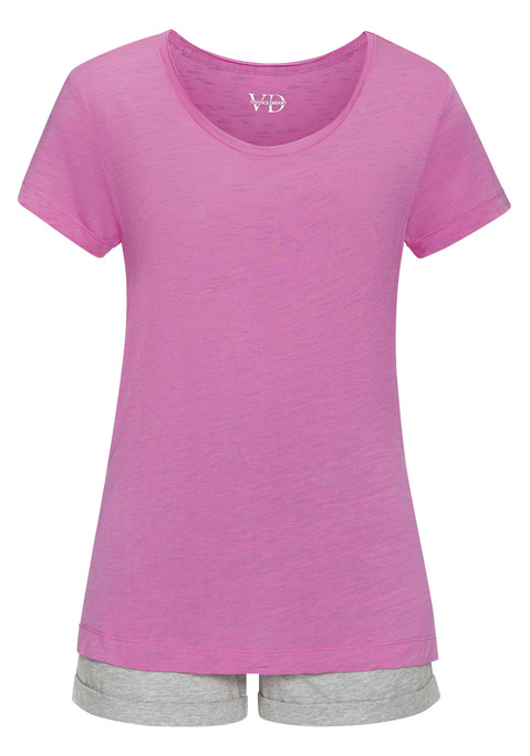 Bild: Shorty von Vivance Dreams: Shorty von Vivance Dreams. Mit Melange-Effekt. T-Shirt mit Rundhalsausschnitt. Kontrastfarbene Shorts mit elastischem Kordelzugbund und aufgekrempelten Beinabschlüssen. Trageangenehme Qualität.