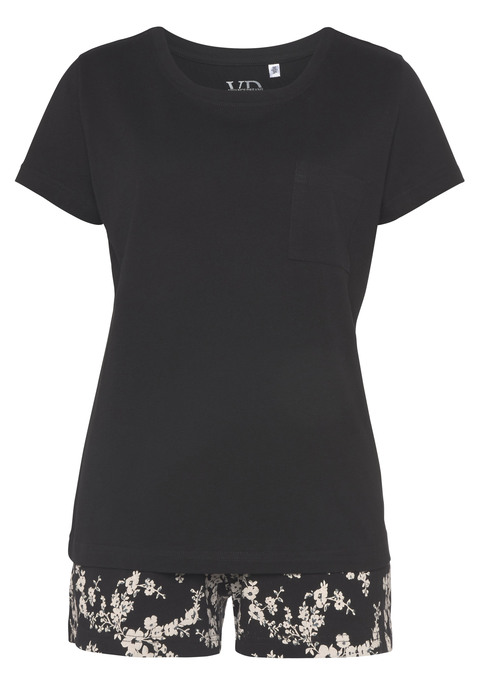 Bild: Shorty von Vivance Dreams: Kurzer Pyjama mit schlichtem Oberteil und aufgesetzter Brusttasche. Shorts mit allover Print und Tunnelzug am Bund. Angenehme Qualität aus 100% Baumwolle.