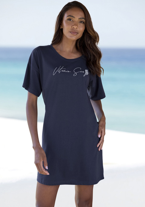 Bild: Sleepshirt von Vivance Dreams: Bigshirt von Vivance Dreams. Schriftzugprint vorn. Rundhalsausschnitt. Kurze Ärmel. Trageangenehmer Jersey.