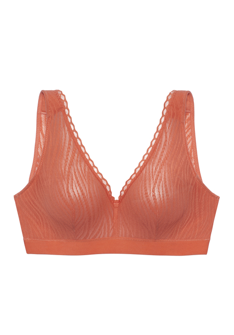 Bild: Entlastungs-BH von Vivance: Ohne Bügel. Aus Alloverspitze mit hübscher Spitzenkante. Leichter V-Ausschnitt. Komfortabler Halt durch seitlich im Cup eingearbeitetes, weiches Padding, stützt die Büste bis in große Größen. Weiches Unterbrustgummi. Breitere, leicht gefütterte Träger (nicht verstellbar). Rückenverschluss verstellbar.