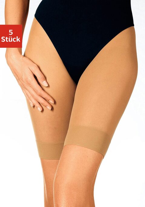 Bild: Feinstrumpf-Kurzhose von Vivance: Jetzt bestellen! Für Tage, an denen die Strumpfhose zu viel wird und zum Schutz sensibler Hautpartien an heißen Sommer-Tagen. Feinstrumpfhöschen, die ideale Ergänzung zu jedem Rock oder auch Hosen!Die feine leichte Qualität in 60den oder 30den ist kaum auf der Haut zu spüren und kann das aneinander reiben der Oberschenkel verhindern. Vermeidet somit unangenehmes Wundscheuern der Oberschenkel. Dank der praktischen 5er Packung für jeden Werktag eine dabei. Details:Ideal unter Röcken und Hosen an warmen Sommertagen Gegen Wundscheuern In 30DEN Perfekt gerade für größere Größen.