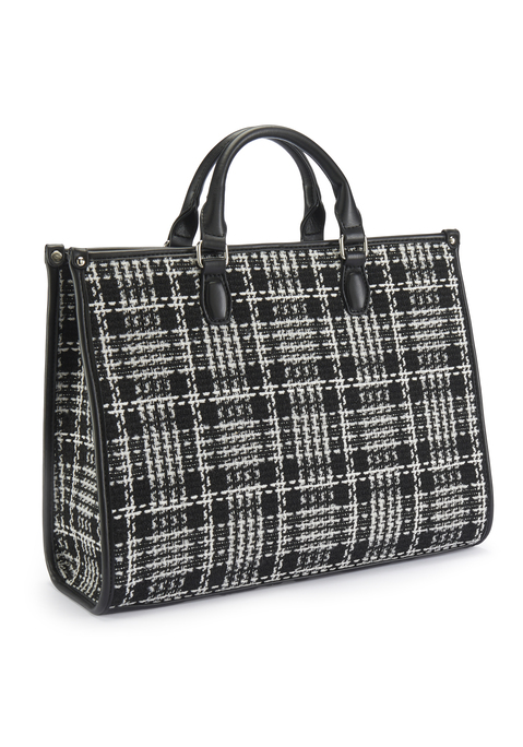 Bild: Handtasche von Vivance: Elegante Handtasche von Vivance in karierter Optik. Henkel abnehmbar. Extra Innentasche plus viel Platz für Handy, Geldbörse und andere Essentials. Zu verschiedenen Looks mit Kleidern, Röcken oder Hosen kombinierbar. Perfekt für Urlaub, Büro oder auch Stadtbummel. Aus Textil und Lederimitat.