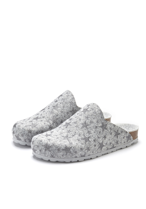 Bild: Hausschuh von Vivance: Hausschuhe-Clog aus Filz mit Sternen von VIVANCE. Made in Spain. Obermaterial, Futter und Decksohle aus Textil, Laufsohle aus Synthetik.