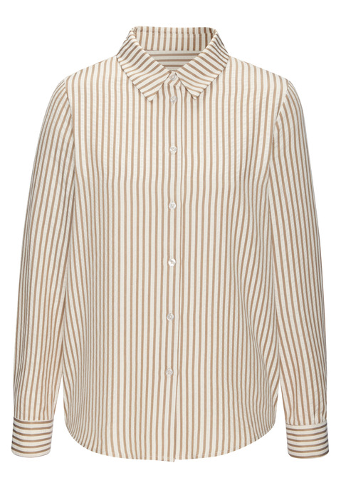 Bild: Hemdbluse von Vivance: Gestreifte Langarmbluse von Vivance. Hemdblusenkragen. Durchgehende Knopfleiste. Lange Ärmel mit Manschette. Figurumspielende Passform. Gerundeter Saumabschluss. Aus leicht strukturiertem Viskose-Mix.