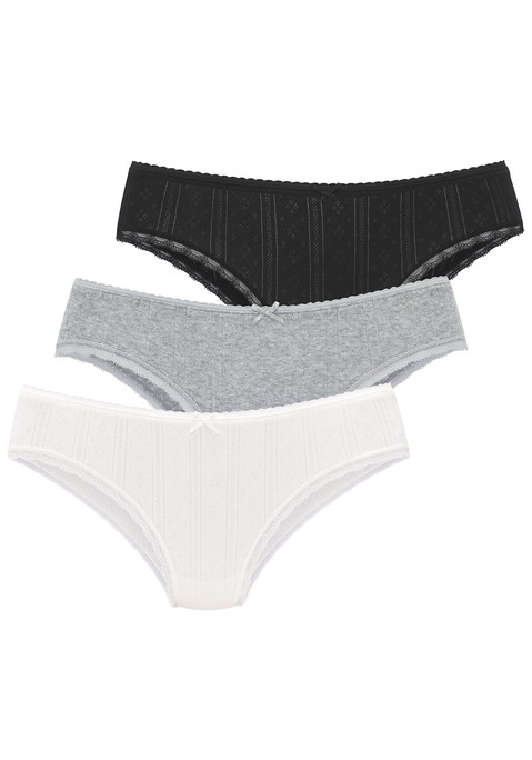 Bild: Jazz-Pants Slips von Vivance: Stilvolle Jazzpants von Vivance im 3er-Pack. Aus feinem Pointelle-Strick. Mit zarter Spitze und Schleife. Hochwertige, weiche Baumwoll-Qualität.