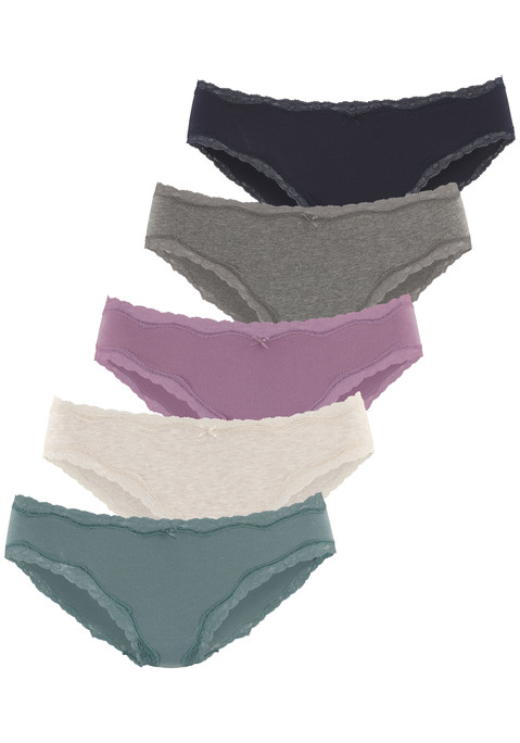 Bild: Jazz-Pants Slips von Vivance: Jazzpants von Vivance im praktischen 5er-Pack. Zarte Spitze schmückt die Saumkanten. Klassische Passform. Elastische Baumwollqualität mit weichem Griff.