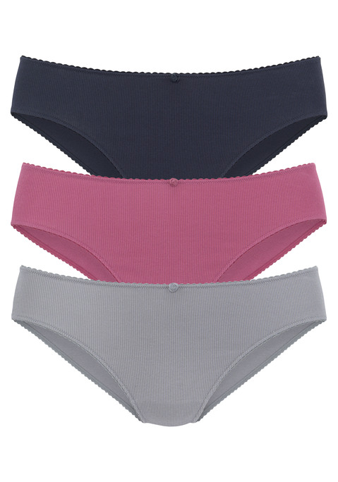 Bild: Jazz-Pants Slips von Vivance: Jazzpants von Vivance im 3er-Pack. Mäusezähnchenkante. Kleines Blütendetail vorn. Feine Rippqualität. Elastischer Baumwolljersey mit Einsatz von Baumwolle, die die Initiative Cotton made in Africa unterstützt.