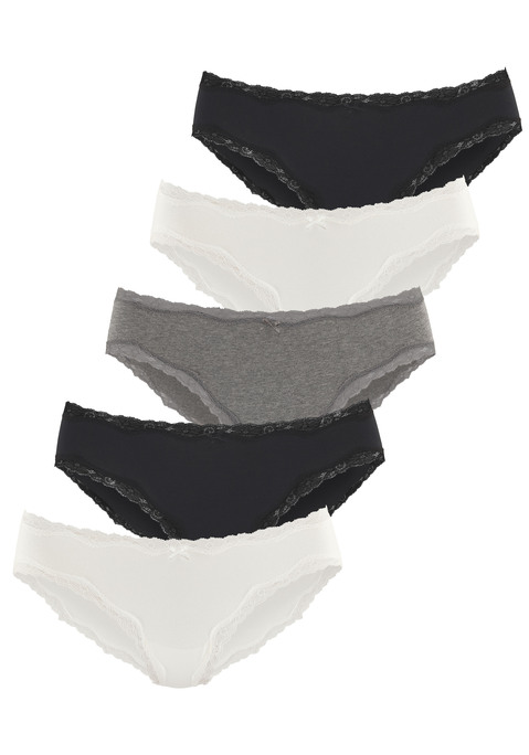 Bild: Jazz-Pants Slips von Vivance: Jazzpants von Vivance im praktischen 5er-Pack. Zarte Spitze schmückt die Saumkanten. Klassische Passform. Elastische Baumwollqualität mit weichem Griff.