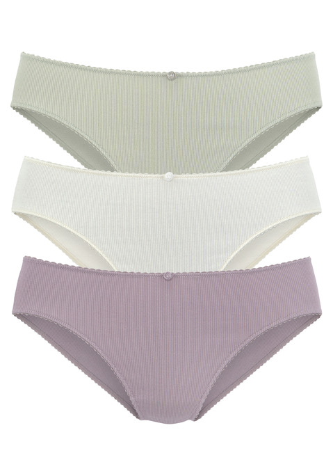 Bild: Jazz-Pants Slips von Vivance: Jazzpants von Vivance im 3er-Pack. Mäusezähnchenkante. Kleines Blütendetail vorn. Feine Rippqualität. Elastischer Baumwolljersey mit Einsatz von Baumwolle, die die Initiative Cotton made in Africa unterstützt.