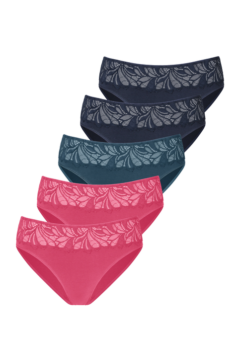 Bild: Jazz-Pants Slips von Vivance: Vivance: Jazzpants im 5er-Pack. Mit weichem Spitzeneinsatz vorn. Flache, elastische Taillen- und Beinabschlüsse.