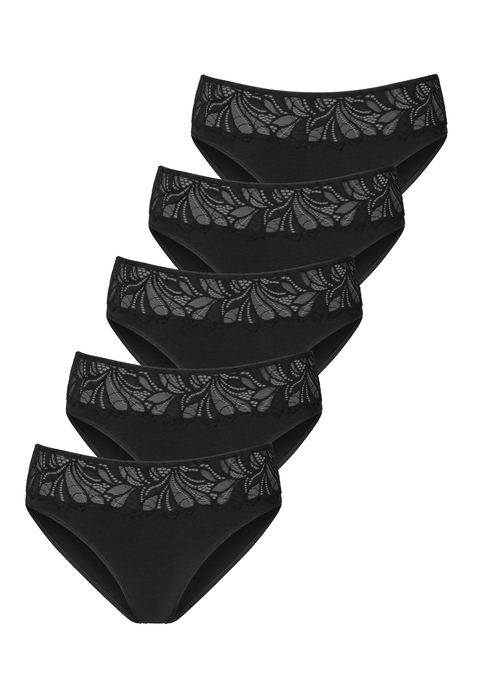 Bild: Jazz-Pants Slips von Vivance: Vivance: Jazzpants im 5er-Pack. Mit weichem Spitzeneinsatz vorn. Flache, elastische Taillen- und Beinabschlüsse.