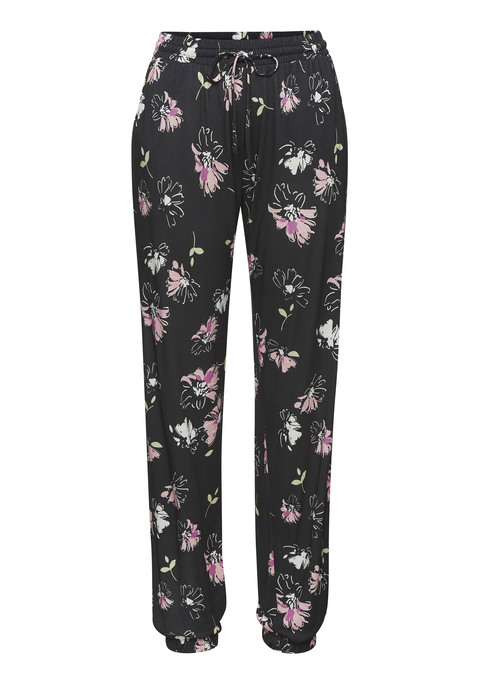 Bild: Jerseyhose von Vivance: Sommerliche Jerseyhose von Vivance. Modischer Alloverdruck. Tunnelzugbund, elastisch. Seitliche Taschen. Beinabschluss mit Gummizug. Lockere Passform. Toll für Urlaub und Freizeit. Weich fließendes Material.