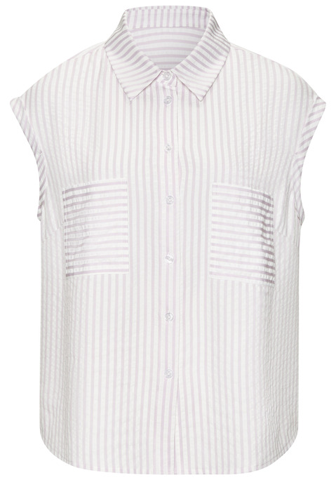 Bild: Kurzarmbluse von Vivance: Sommerliche Kurzarmbluse von Vivance. Gestreift. Aufgesetzte Brusttaschen. Hemdblusenkragen. Durchgehende Knopfleiste. Gerundeter Saumabschluss. Aus leicht strukturiertem Viskose-Mix.