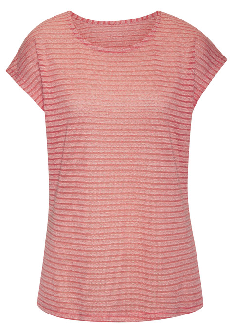 Bild: Kurzarmshirt von Vivance: Leichtes T-Shirt von Vivance mit Streifenmuster. Rundhalsausschnitt. Nahtlos angesetzte, kurze Ärmel. Figurumspielend geschnitten. Qualität in luftigem Jacquardstrick.