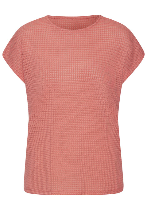 Bild: Kurzarmshirt von Vivance: T-Shirt von Vivance mit Waffelstruktur. Rundhalsausschnitt. Locker fallende Passform. Pflegeleichte Qualität mit recyceltem Polyester.