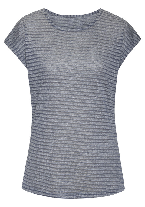 Bild: Kurzarmshirt von Vivance: Leichtes T-Shirt von Vivance mit Streifenmuster. Rundhalsausschnitt. Nahtlos angesetzte, kurze Ärmel. Figurumspielend geschnitten. Qualität in luftigem Jacquardstrick.