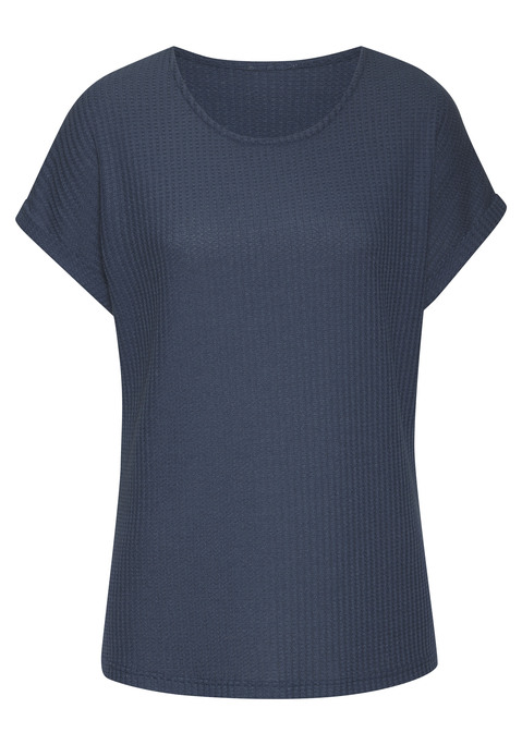 Bild: Kurzarmshirt von Vivance: Vielseitig kombinierbares Basic-T-Shirt von Vivance. Mit fixiertem Ärmelumschlag und Rundhalsausschnitt. Aus weicher Piquéware mit recyceltem Polyester.