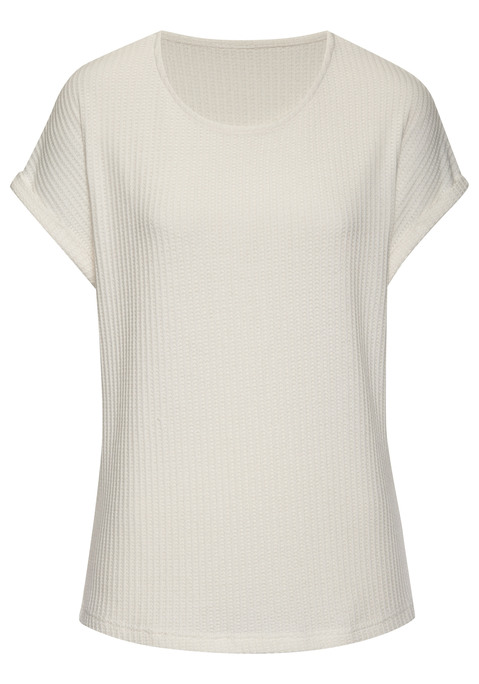 Bild: Kurzarmshirt von Vivance: Vielseitig kombinierbares Basic-T-Shirt von Vivance. Mit fixiertem Ärmelumschlag und Rundhalsausschnitt. Aus weicher Piquéware mit recyceltem Polyester.