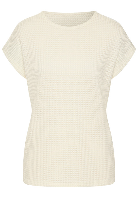 Bild: Kurzarmshirt von Vivance: T-Shirt von Vivance mit Waffelstruktur. Rundhalsausschnitt. Locker fallende Passform. Pflegeleichte Qualität mit recyceltem Polyester.