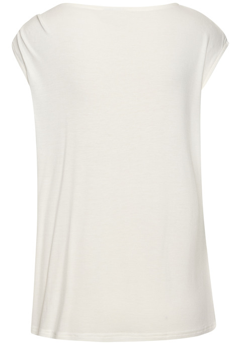 Bild: Kurzarmshirt von Vivance: Hübsches Jerseyshirt von Vivance mit glänzender Zierschnalle an einer Schulter. Rundhalsausschnitt. Kurze, angeschnittene Ärmel. Figurumspielende Passform. Weiche, elastische Jerseyware.