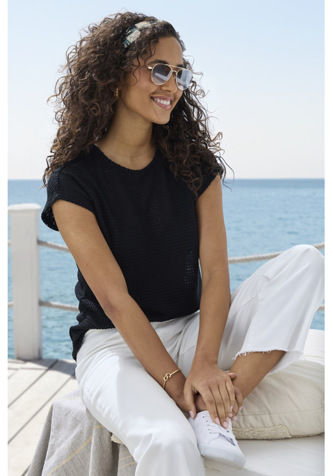 Bild: Kurzarmshirt von Vivance: T-Shirt von Vivance mit Waffelstruktur im Doppelpack. Rundhalsausschnitt. Locker fallende Passform. Pflegeleichte Qualität mit recyceltem Polyesteranteil.