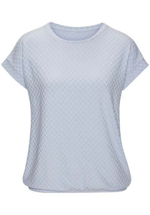 Bild: Kurzarmshirt von Vivance: T-Shirt mit Jacquardmuster von Vivance. Rundhalsausschnitt. Elastischer Bund. Hochwertige Qualität mit Viskose.