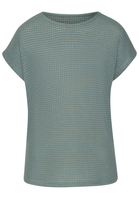 Bild: Kurzarmshirt von Vivance: T-Shirt von Vivance mit Waffelstruktur. Rundhalsausschnitt. Locker fallende Passform. Pflegeleichte Qualität mit recyceltem Polyester.