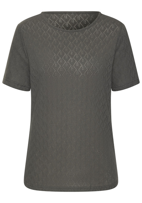 Bild: Kurzarmshirt von Vivance: Strickshirt von Vivance. Schönes Ajourmuster. Kurzarm. Rundhalsausschnitt. Figurumspielende Passform. Hochwertige Baumwollmischung.