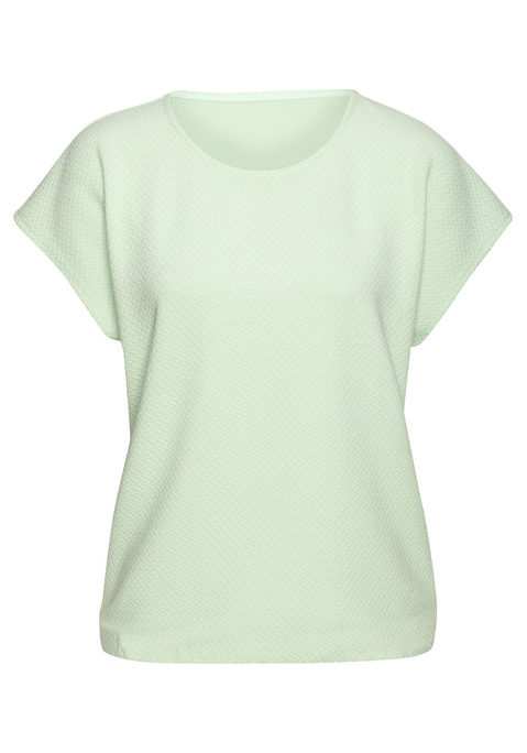 Bild: Kurzarmshirt von Vivance: T-Shirt von Vivance. Zartes Jacquardmuster. Rundhalsausschnitt. Figurumspielende Passform. Pflegeleichtes Material mit Viskose-Anteil.