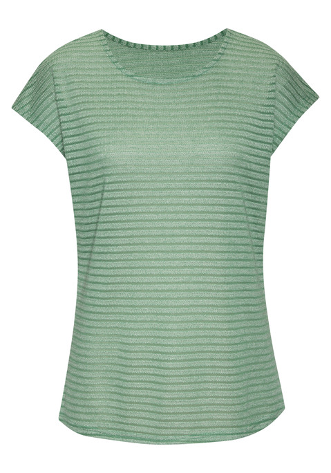Bild: Kurzarmshirt von Vivance: Leichtes T-Shirt von Vivance mit Streifenmuster. Rundhalsausschnitt. Nahtlos angesetzte, kurze Ärmel. Figurumspielend geschnitten. Qualität in luftigem Jacquardstrick.